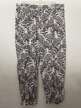 Panama Jack Black & White Patterned Linen Jogger Pants XL